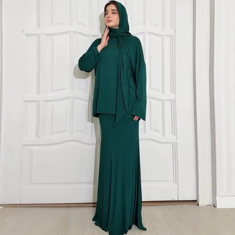3pcs comes with skirt shirt and hijab, newest fashion