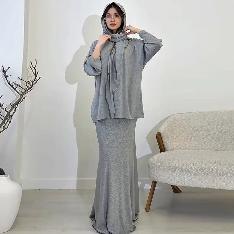 3pcs comes with skirt shirt and hijab, newest fashion